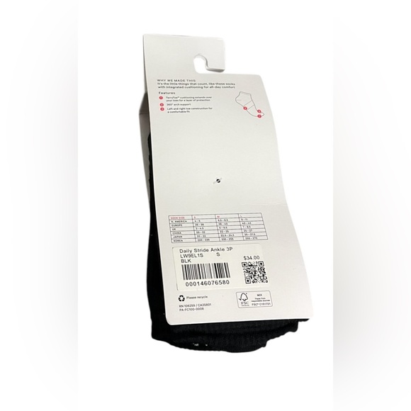 Lululemon Daily Stride Ankle Socks 3 Pack Women’s Small Black - Picture 2 of 2